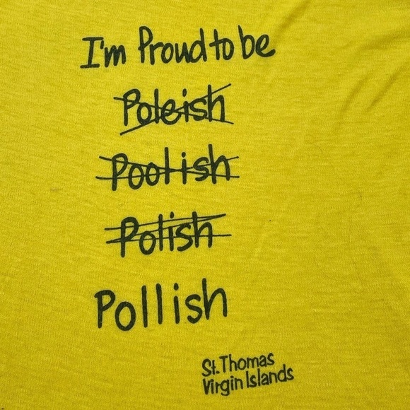 Vintage St. Thomas Virgin Islands 1980s Yellow Graphic Travel Tourism Tee tshirt - Picture 4 of 5